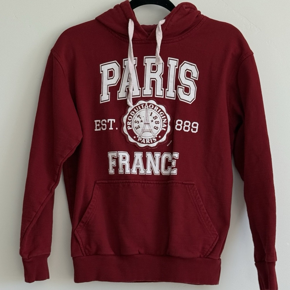VTG Paris Hoodie authentic From Paris Women S Red‎ Heavyweight Travel France